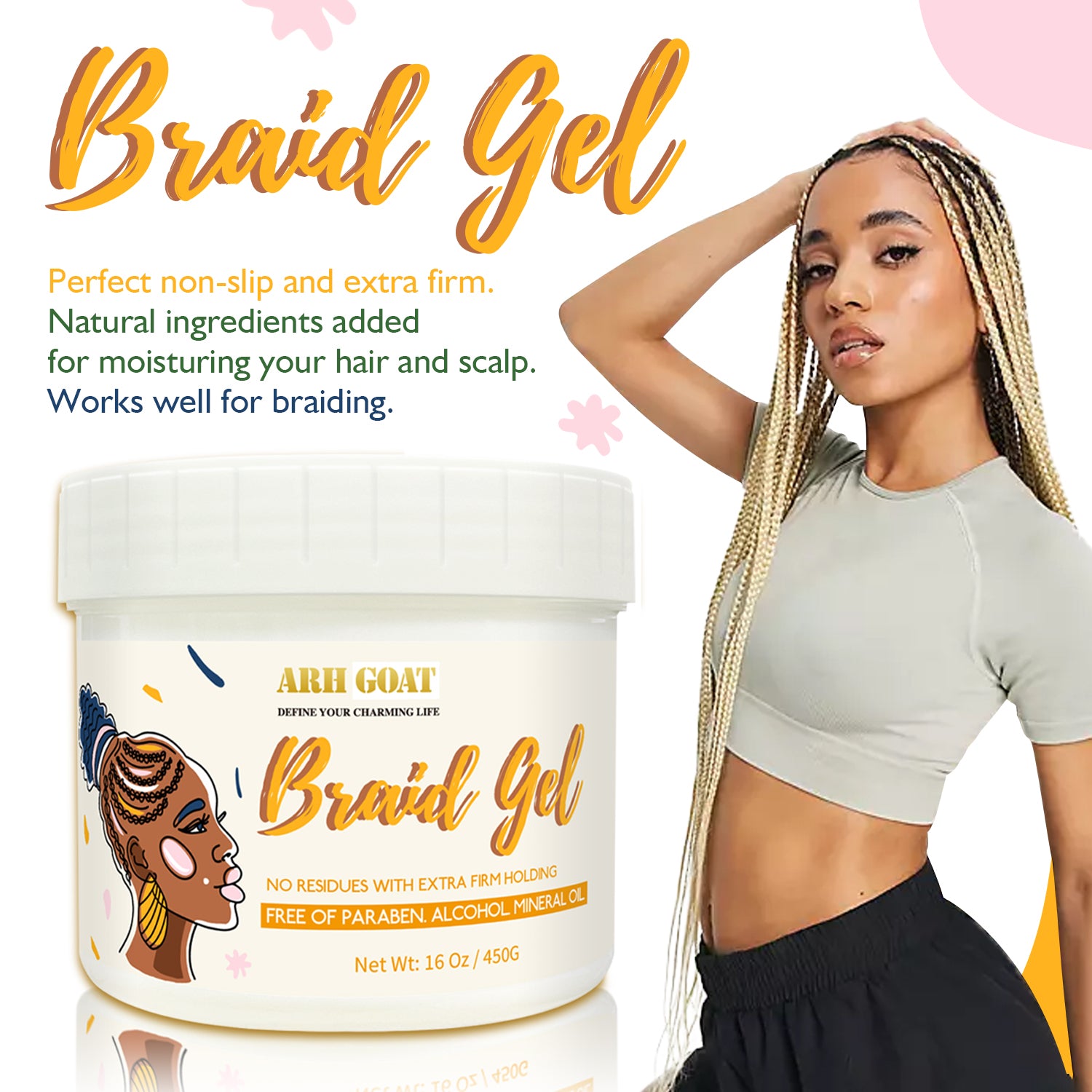 ARHGOAT Braid Gel 16oz/450g with Extra Hold, High Shine