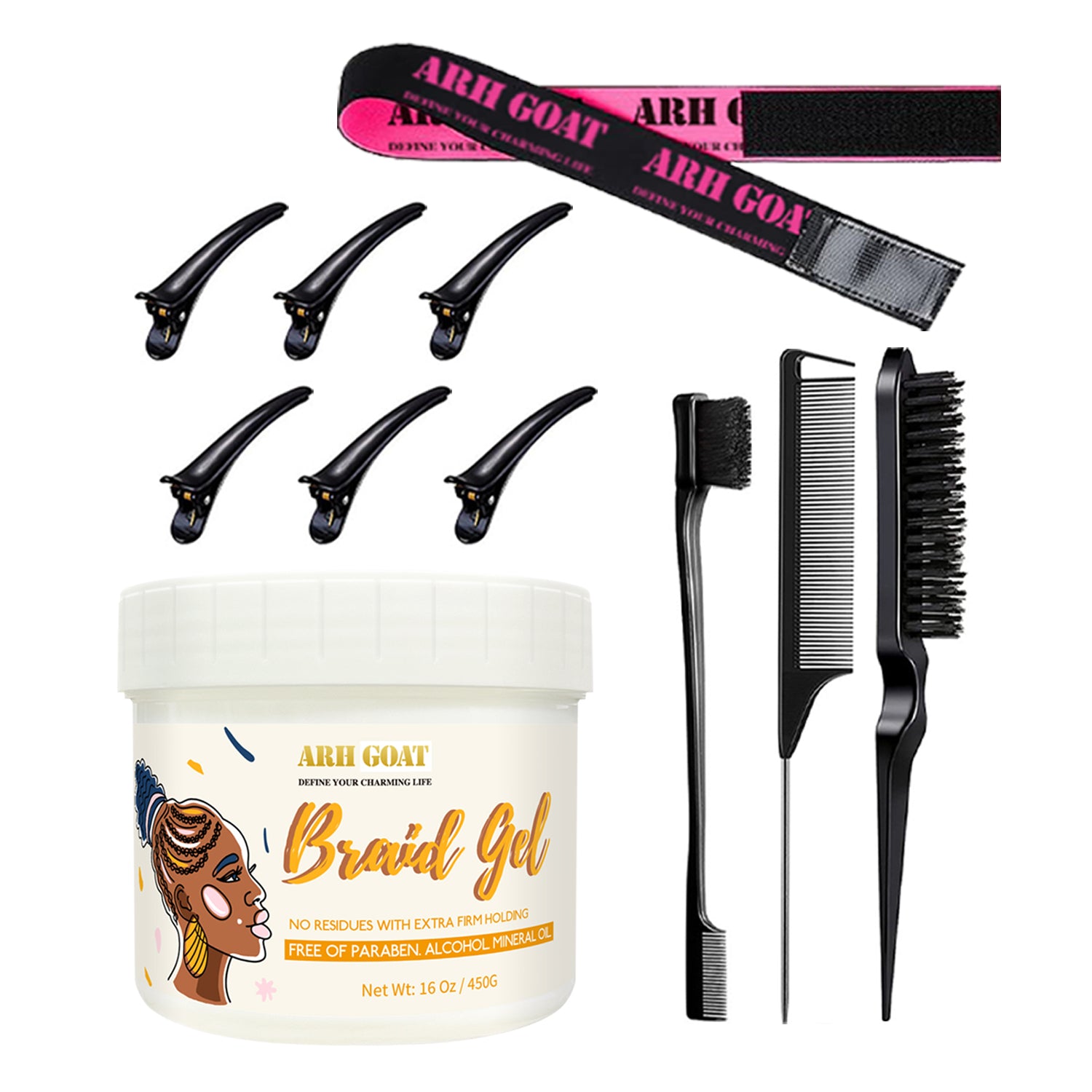 ARHGOAT Braiding Gel & Styling Tools Set
