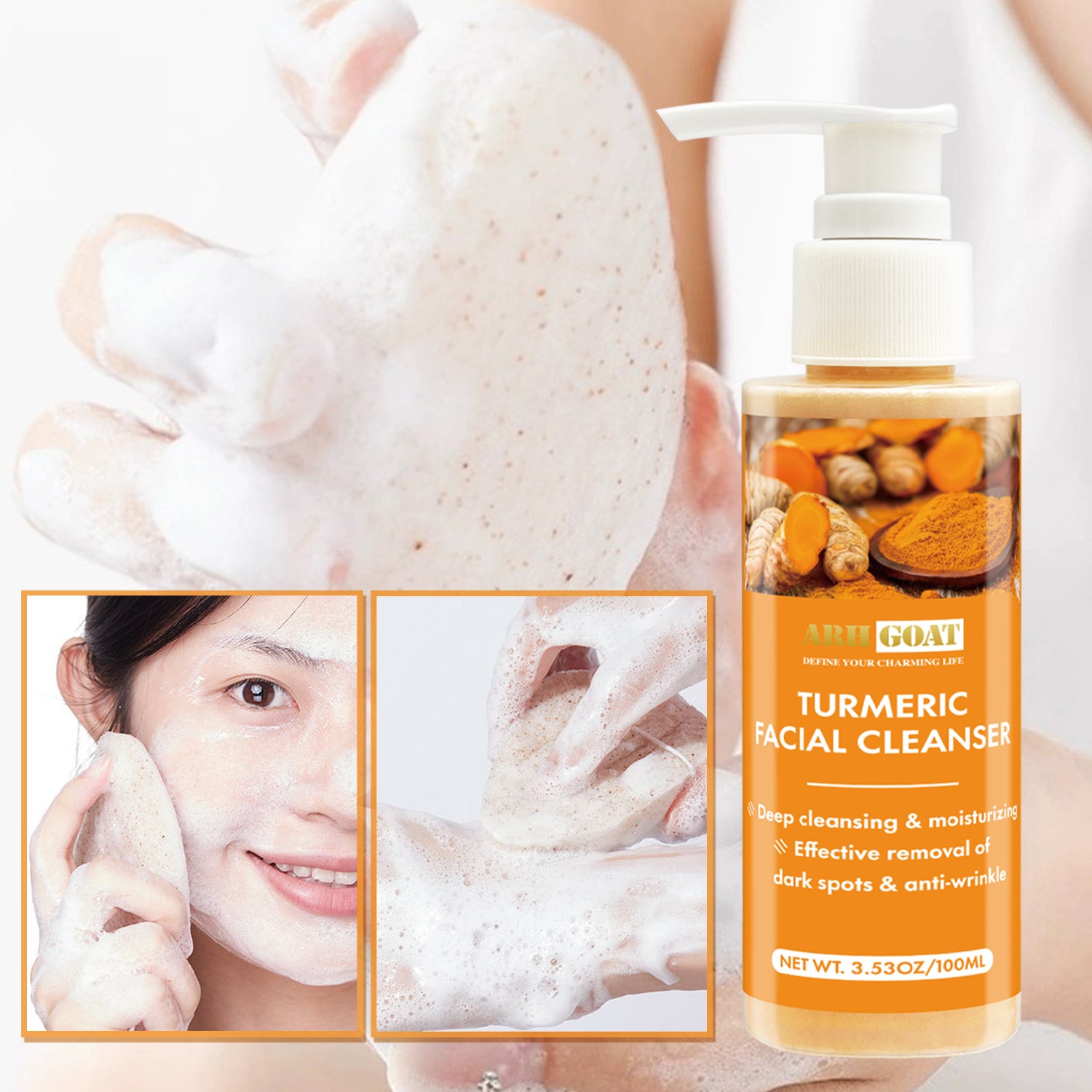 ARHGOAT Turmeric Facial Cleanser 3.53oz/100ml