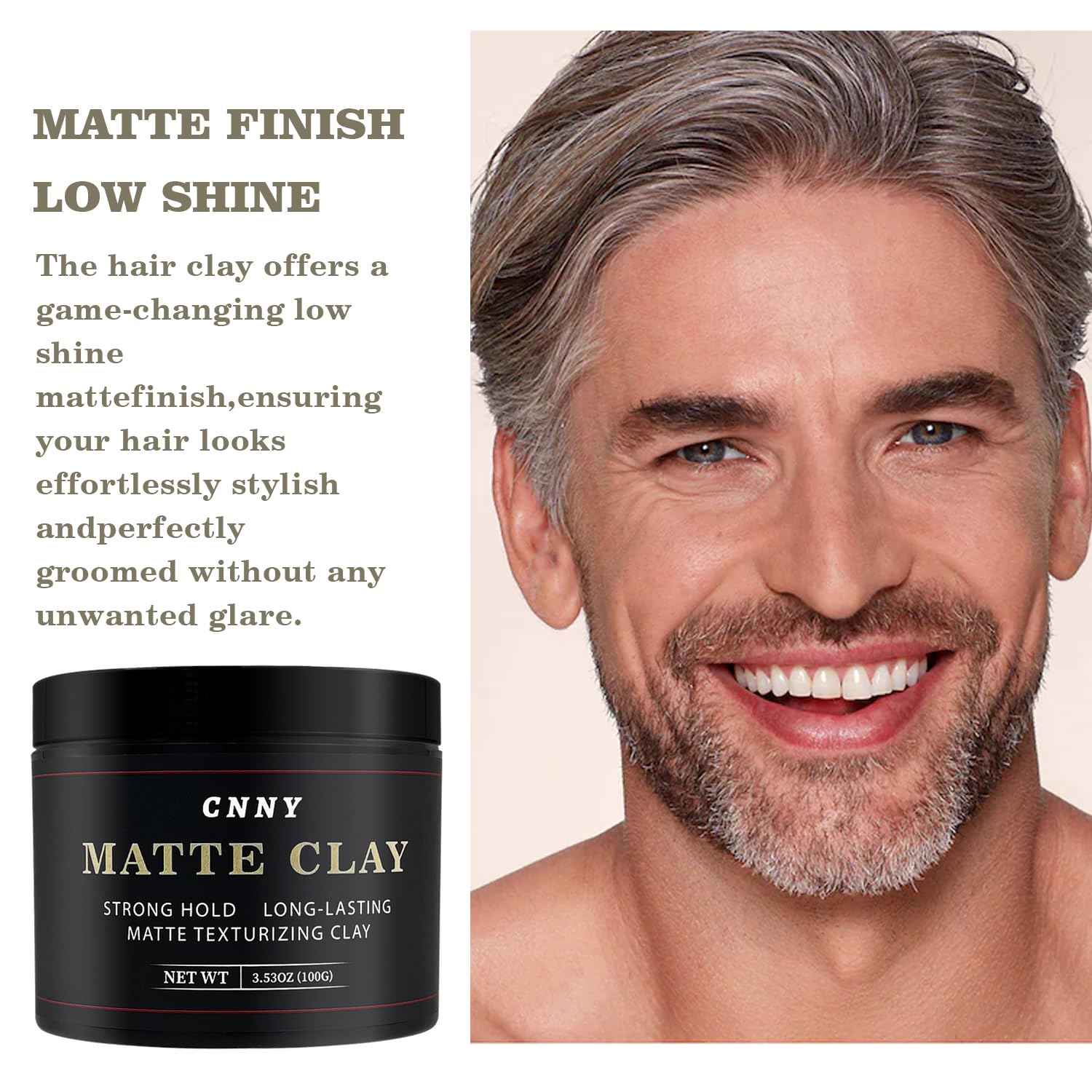 CNNY Men's Hair Styling Clay 3.53oz/100g, Matte Finish, Low Shine
