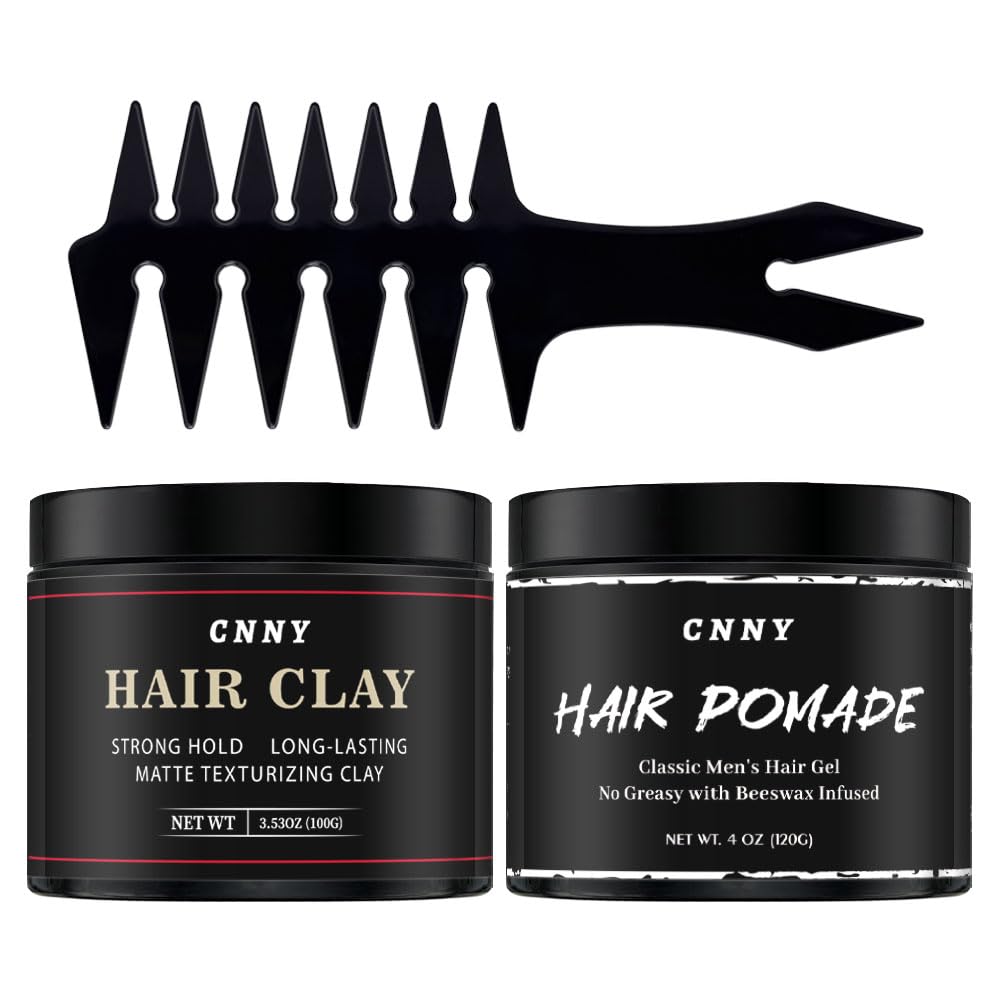 CNNY Hair Styling Set For Men: Hair Pomade 4 oz and Hair Clay 3.53 oz