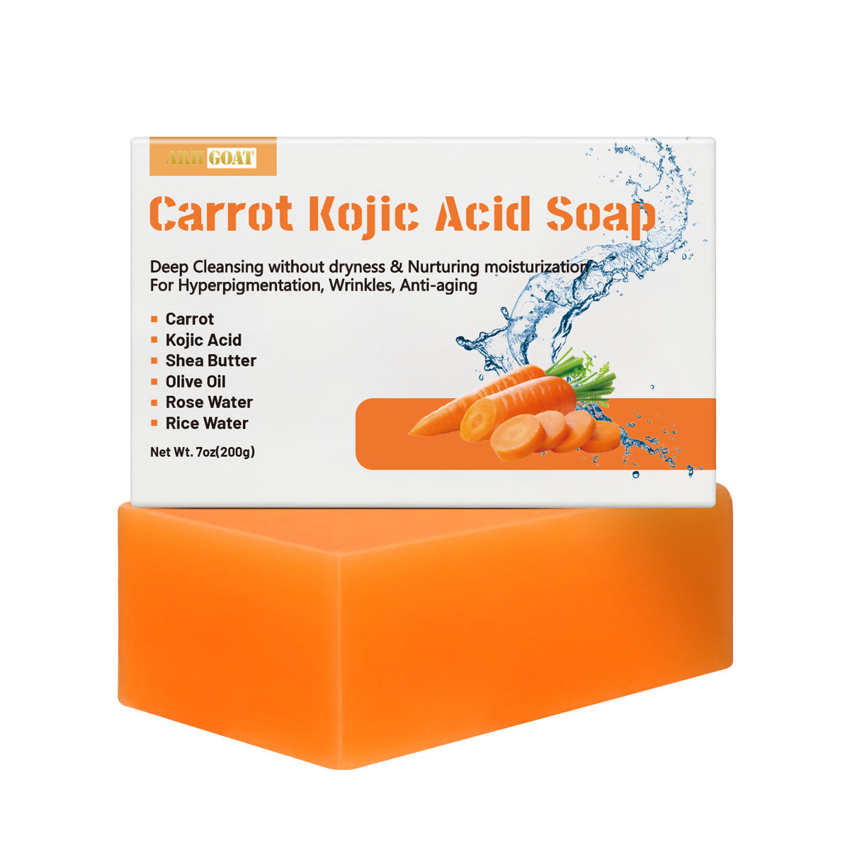 ARHGOAT Carrot Kojic Acid Soap 7oz/200g