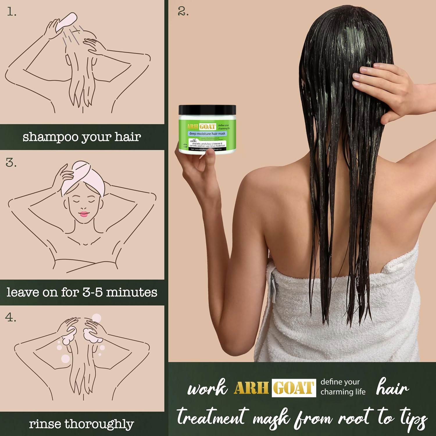 ARHGOAT Avocado Deep Moisture Hair Mask - Works For All Hair Types