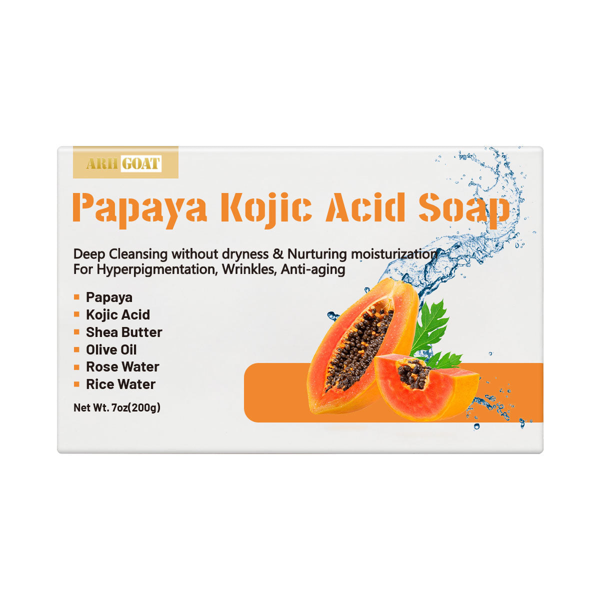 ARHGOAT Papaya Kojic Acid Soap - 7OZ/200G
