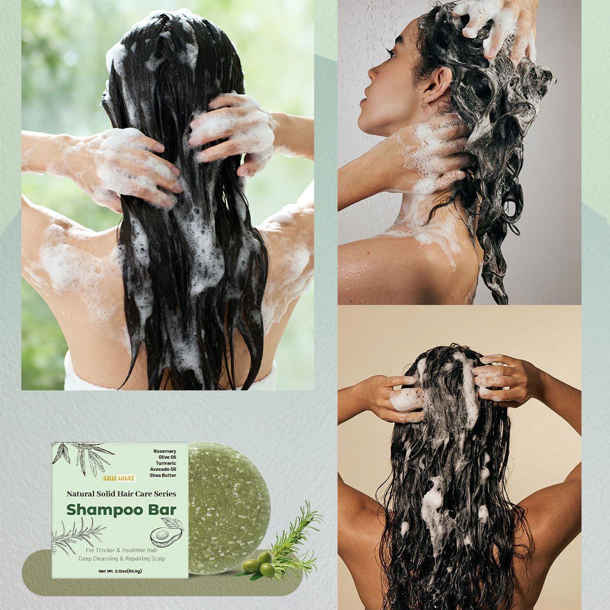 ARHGOAT Natural Solid Shampoo Soap Bar 2.12oz/60g For Hair Wash