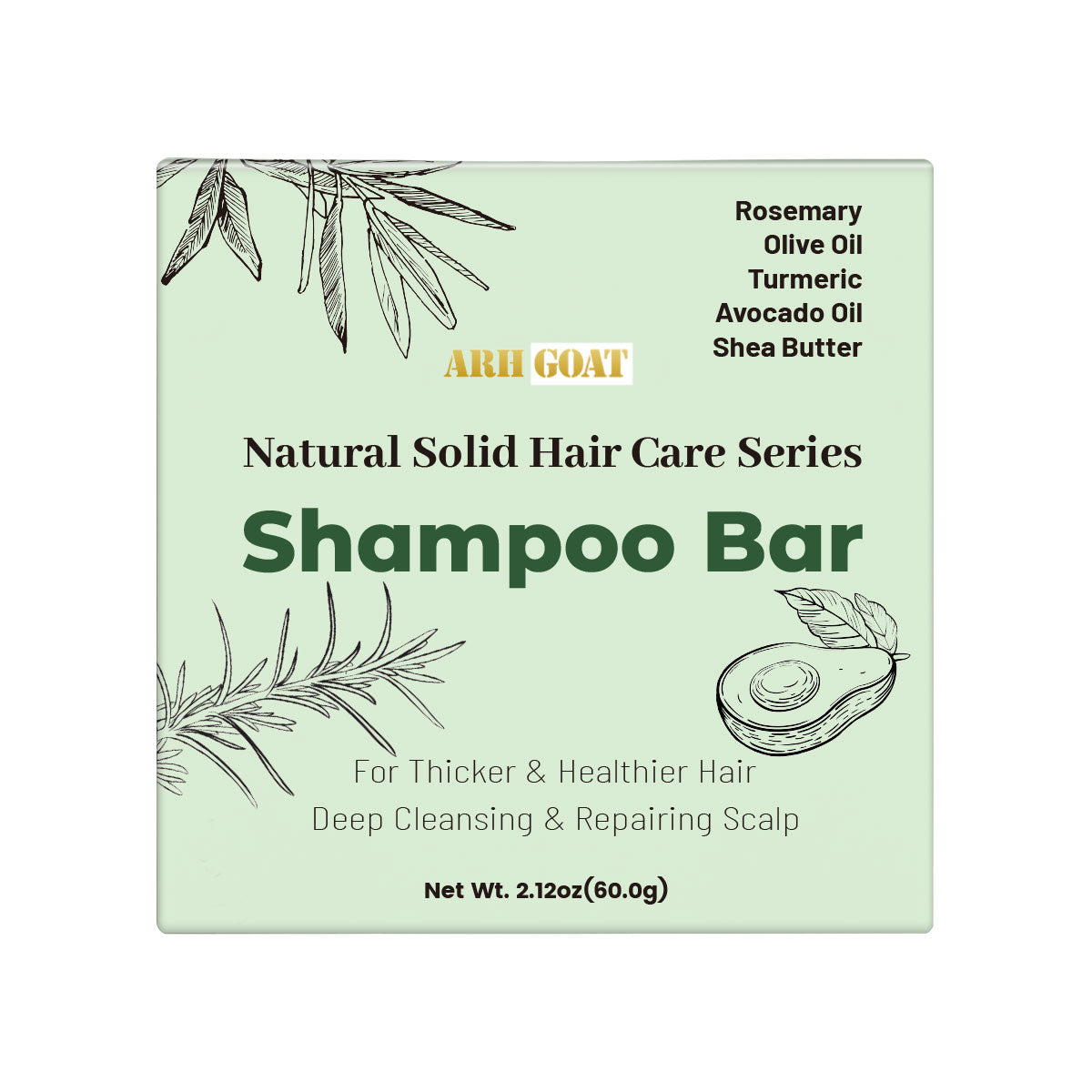 ARHGOAT Natural Solid Shampoo Soap Bar 2.12oz/60g