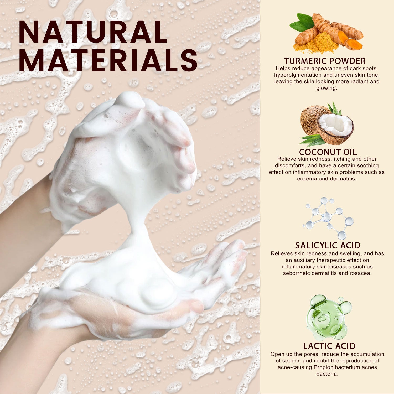 ARHGOAT Turmeric Facial Cleanser Foaming Face Wash 100ml - Natural Ingredients