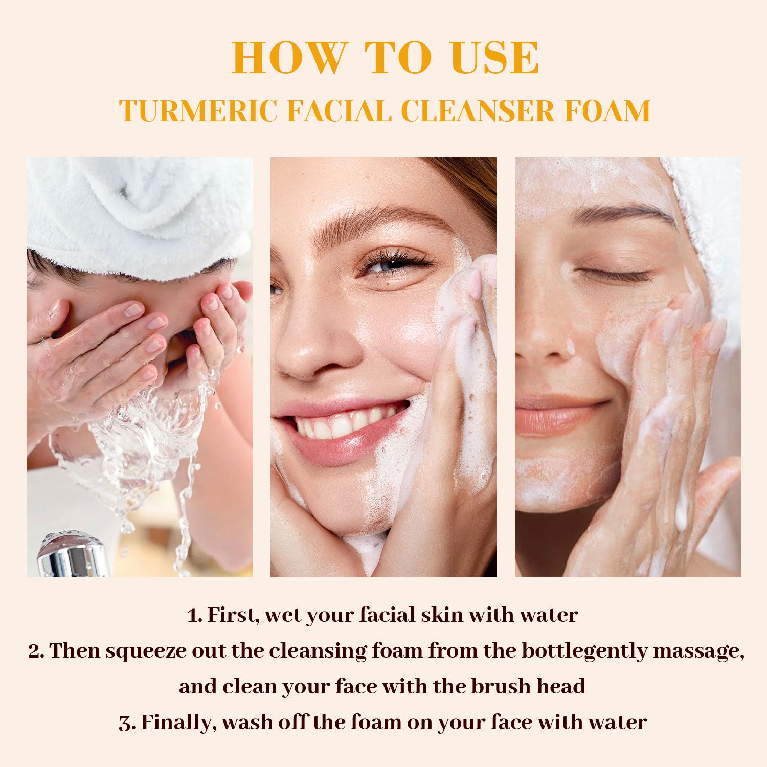 ARHGOAT Turmeric Facial Cleanser Foaming Face Wash 100ml - Usage