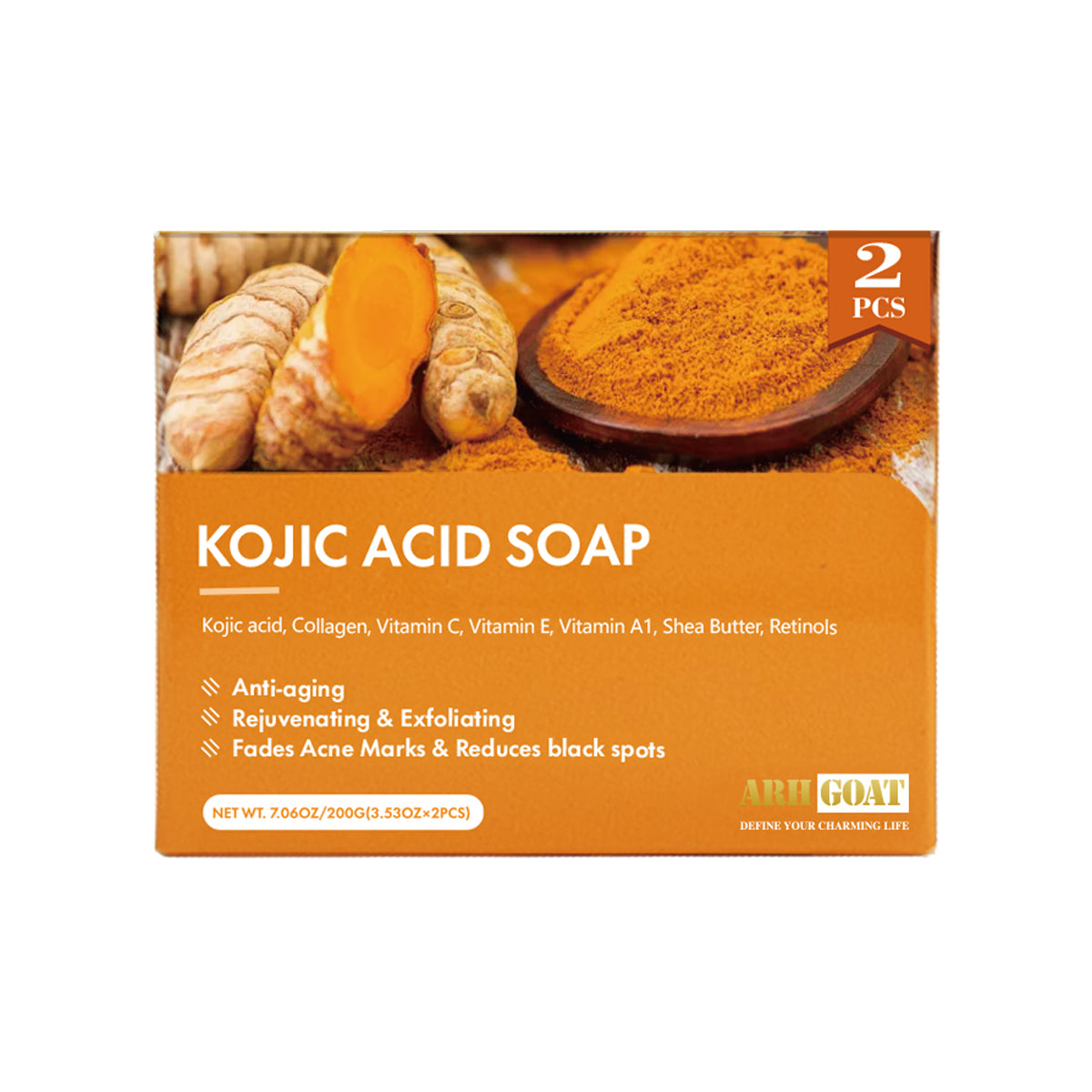 ARHGOAT Skin Lightening Kojic Acid Soap 7.06oz, Upgraded