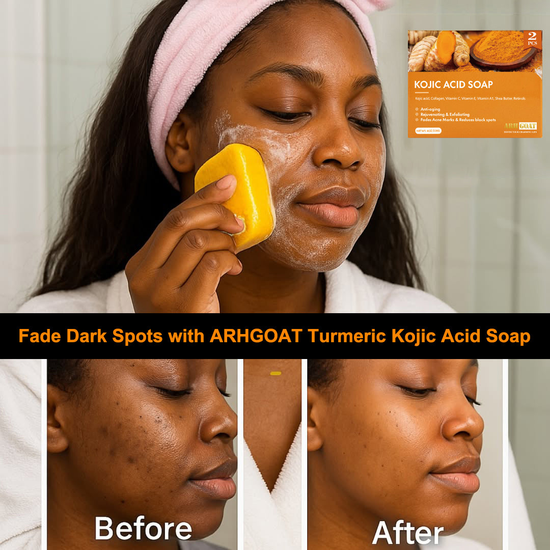 ARHGOAT Turmeric Kojic Acid Soap For Dark Spots, Before & After Results