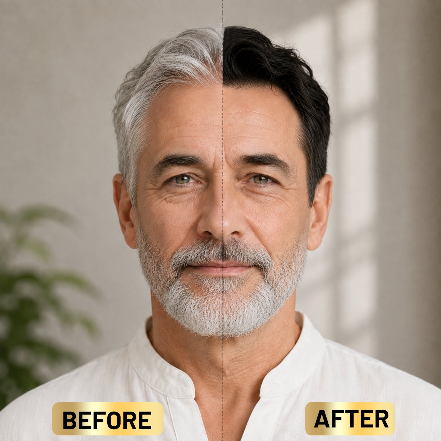 CNNY Black Hair Dye Shampoo, Quick Gray Hair Cover - For Men, Before & After Results