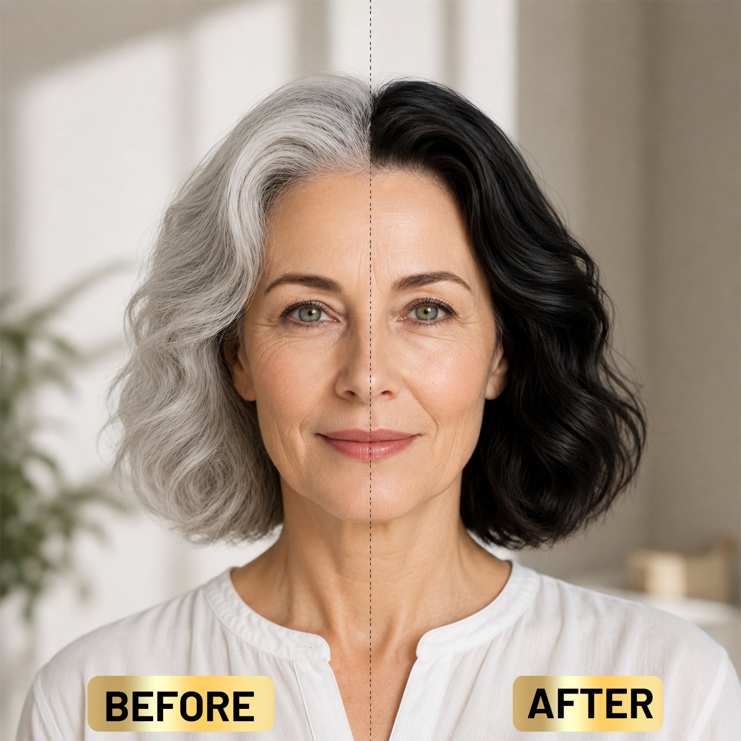 CNNY Black Hair Dye Shampoo, Quick Gray Hair Cover - For Women, Before & After Results