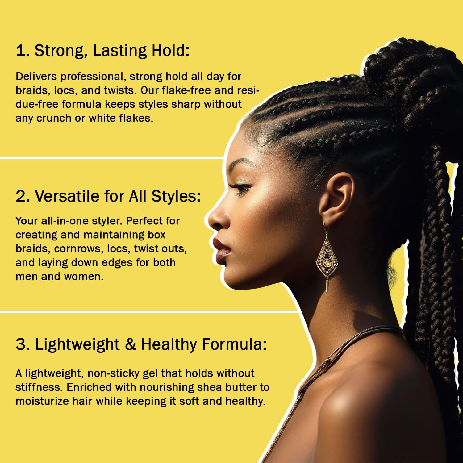 CNNY Edge Control Braid & Loc Gel 3.5oz/100g, Top Highlights