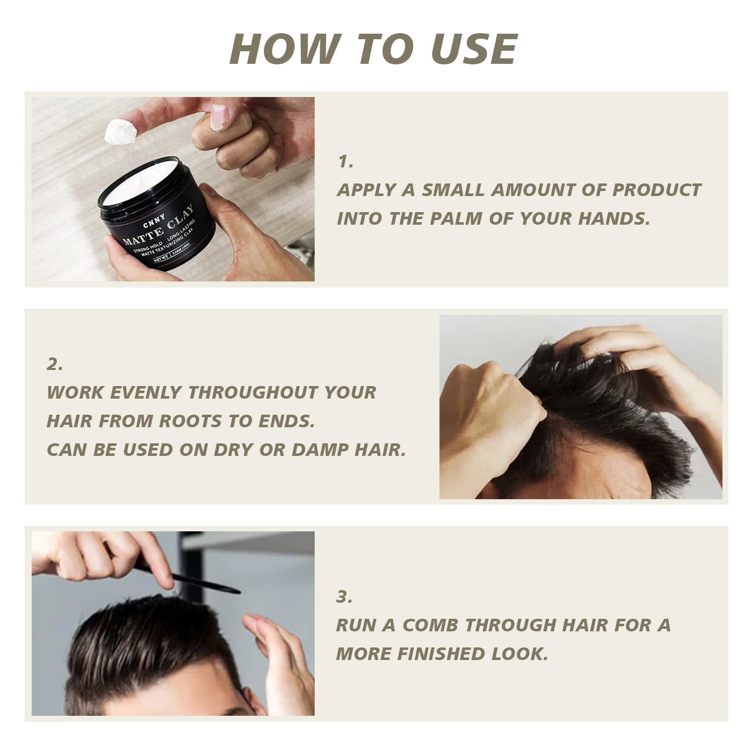 CNNY Men's Hair Styling Clay 3.53oz/100g, Easy To Use